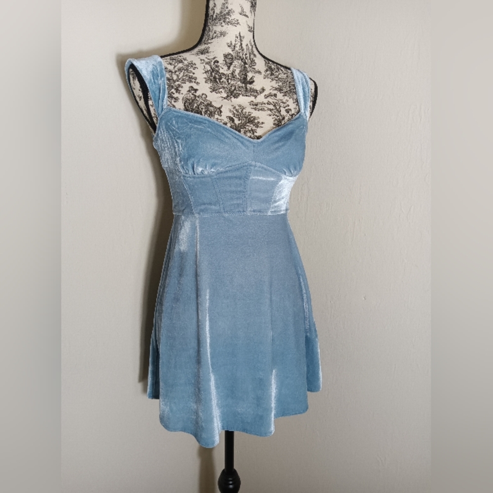 NWT Urban Outfitters Baby Blue Velvet Dress